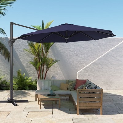 Sonkuki 11FT Offset Outdoor Patio Aluminum Cantilever Umbrella with Infinite Canopy Angle Adjustment