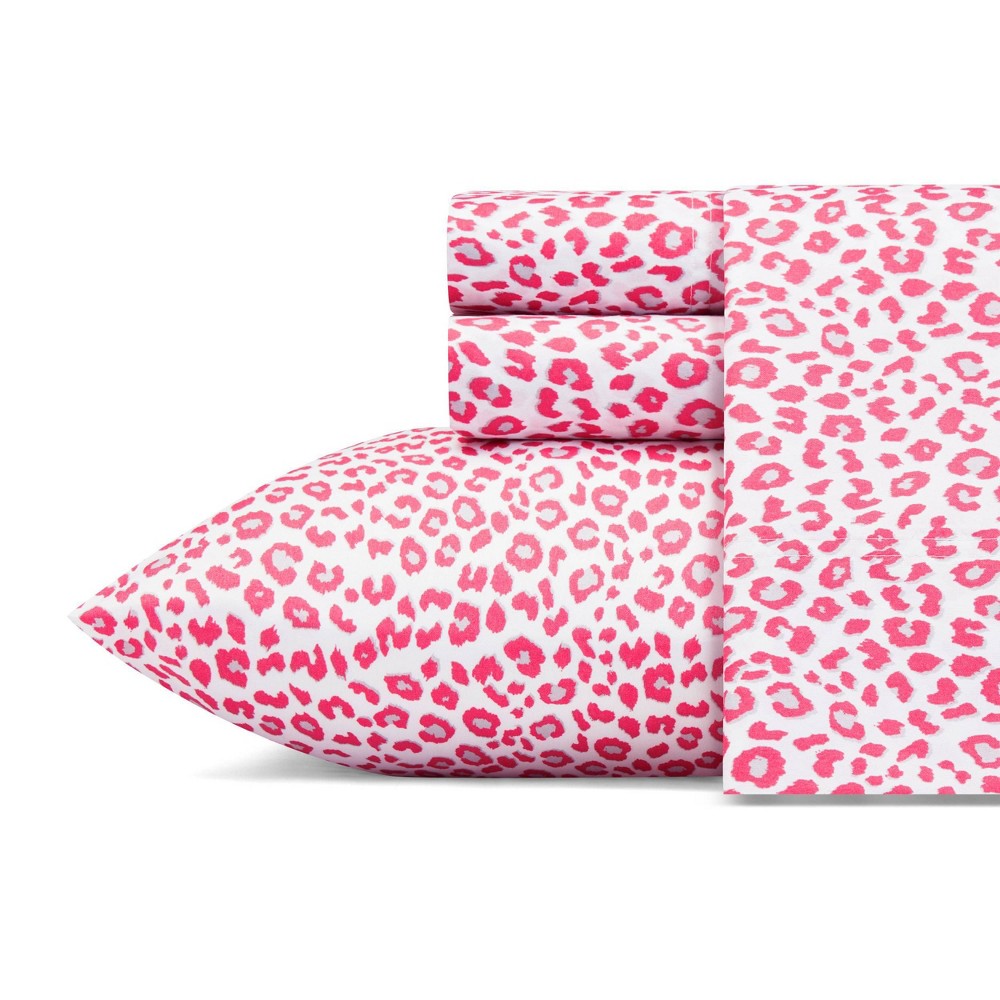 Photos - Bed Linen Twin XL Printed Pattern Microfiber Sheet Set Pink Leopard - Betseyville