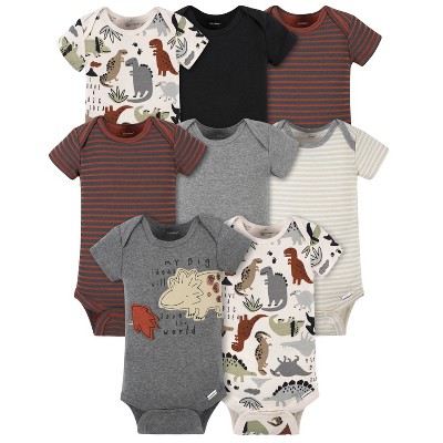 Gerber Baby Boys' Short Sleeve Onesies Bodysuits - Dino - 3-6 Months - 8-Pack