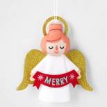Felt 'Merry' Angel Christmas Tree Ornament Red - Wondershop™
