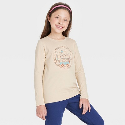 Girls' 'Camper' Long Sleeve T-Shirt - Cat & Jack™ Beige