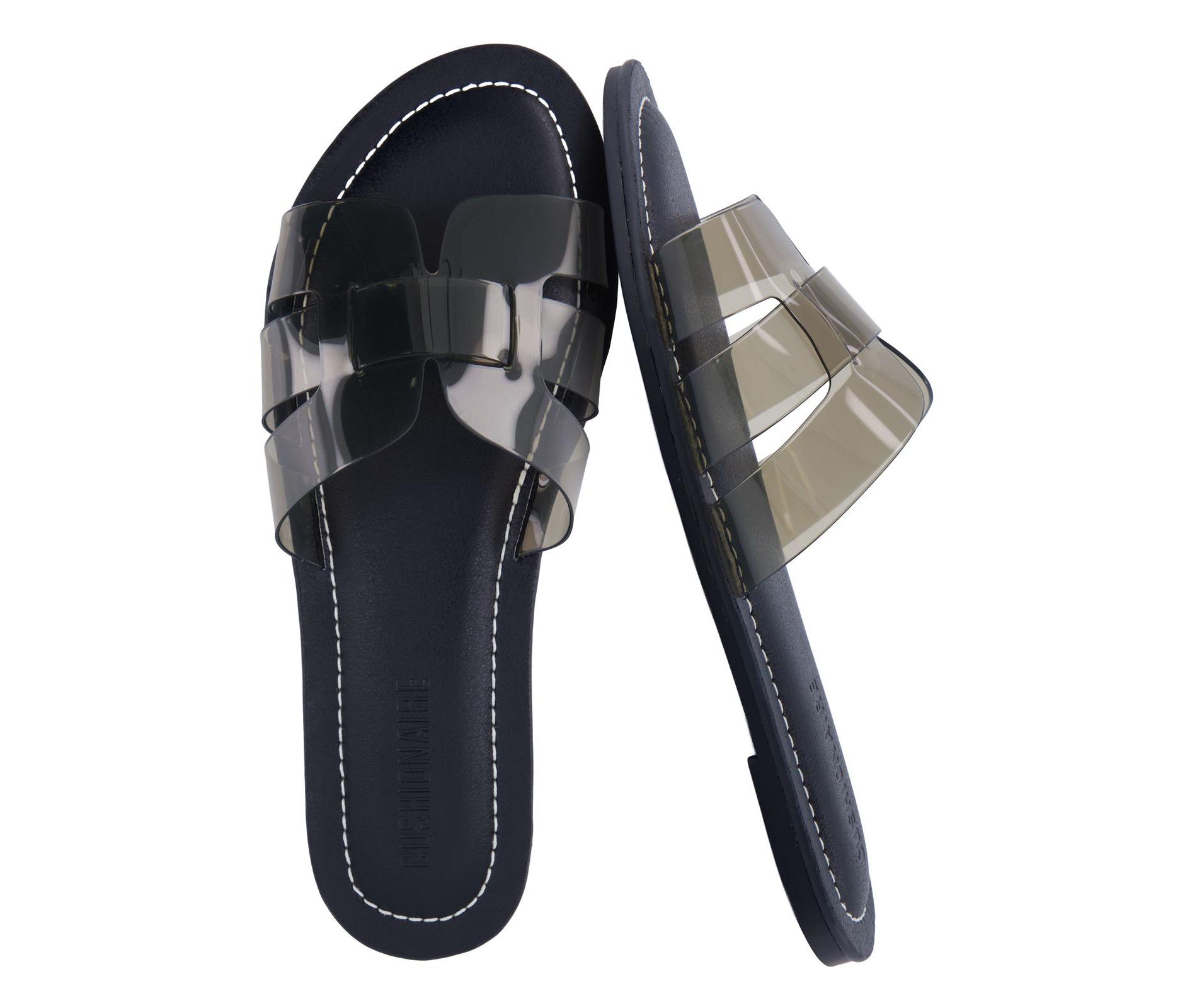 CUSHIONAIRE Caper Jelly Sandals for Women, Comfortable Womens Slides with Cushioned Footbed and Wide Widths Available