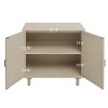 Elegant Rattan Storage Cabinet, 2-Door Buffet Sideboard with Solid Pine Wood Feet for Bedroom, Living Room, Study - ModernLuxe - 4 of 4