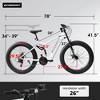 YONWAY 26 inch Mountain Bike,Full-Suspension 21 Speeds Drivetrain with Disc-Brake MTB Bicycle, 26*4" Fat tire Bike for Men, White - 3 of 4