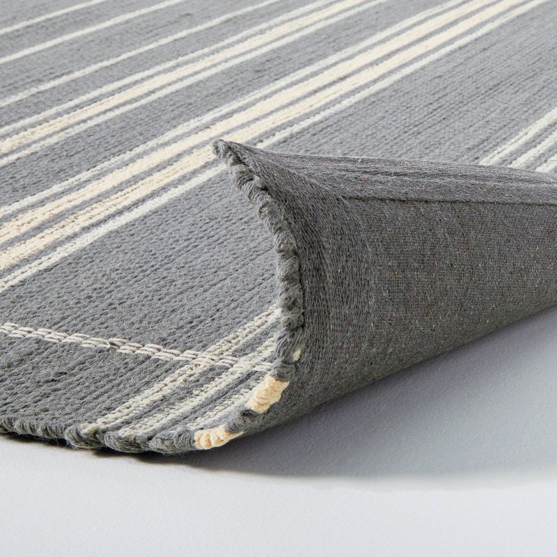 Wool Blend Variegated Stripe Area Rug Dark Gray - Hearth & Hand™ with Magnolia, 3 of 7