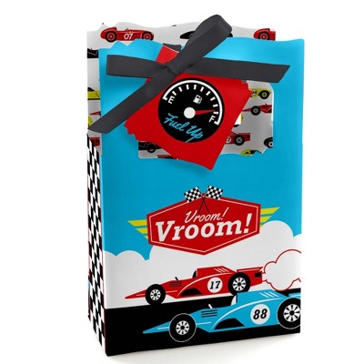 Big Dot of Happiness Let's Go Racing - Racecar - Baby Shower or Race Car Birthday Party Favor Boxes - Set of 12