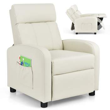Tangkula Kids Recliner Chair Adjustable Leather Sofa Armchair w/ Footrest Side Pocket