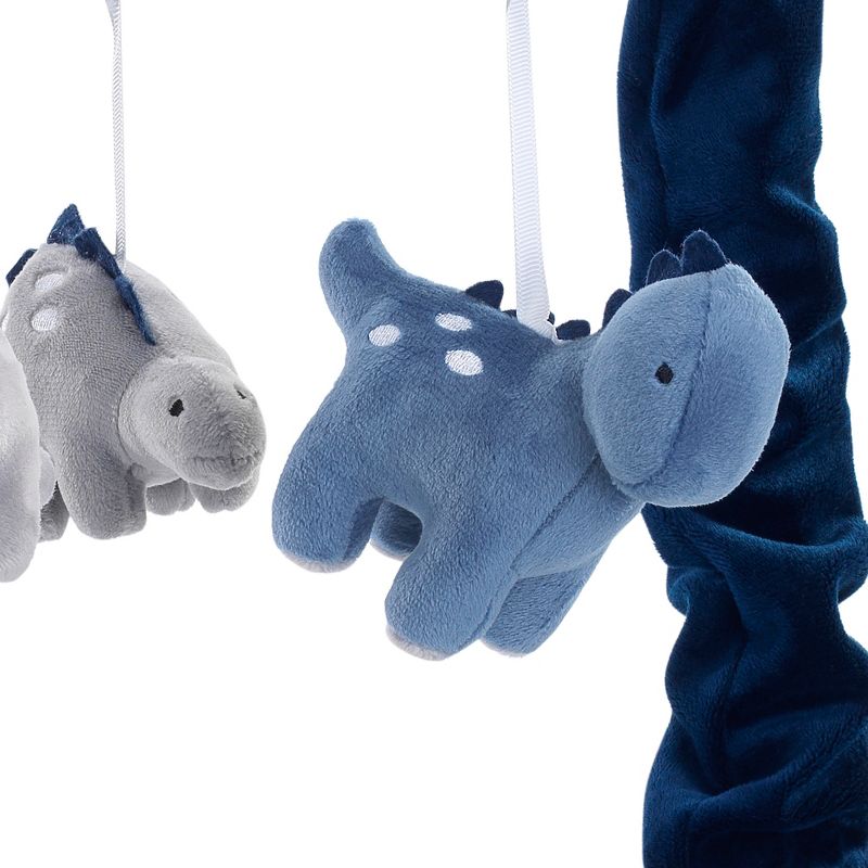 Lambs & Ivy Baby Dino Blue/Gray Dinosaur Musical Baby Crib Mobile Soother Toy, 2 of 6