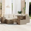 vidaXL 7 Piece Patio Sofa Set with Cushions Beige and Cream Poly Rattan - Without Storage - 2 of 4