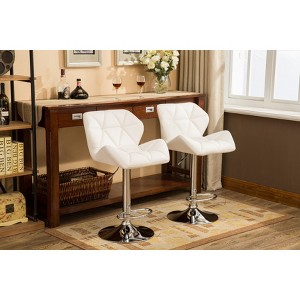 PAGED Bar Height Stools Set of 2, Adjustable Faux Leather Swivel Counter Stool, Dining Chair with Diamond Tufted Seat for Bar, Kitchen - 1 of 4