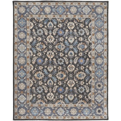 Rylan Transitional Oriental Taupe/Blue/Ivory Area Rug