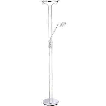 360 Lighting Perseus Modern Torchiere Floor Lamp with Reading Light 71 3/4" Tall Chrome Silver Metal LED Adjustable for Living Room Bedroom House Home