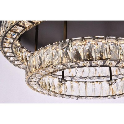 Monroe 30" Modern Black LED Flush Mount with Clear Crystals