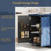 YOOCOZZ Farmhouse Rolling Kitchen Island with Ash Veneer Drop Leaf, Large Storage Space and 3D Wave Stripes Design - 3 of 4