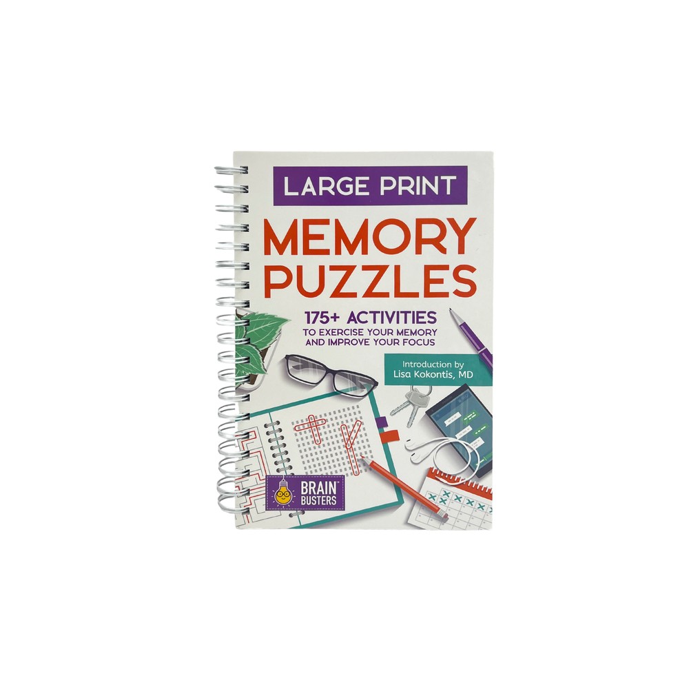 Large Print Memory Puzzles - (Brain Busters) by Parragon Books (Spiral Bound)