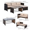 3 Piece Patio Furniture Set, Rattan Outdoor Sofa Set with Chaise Lounge & Loveseat, Soft Cushions, Tempered Glass Table, L-Shaped Sectional Couch - 3 of 4