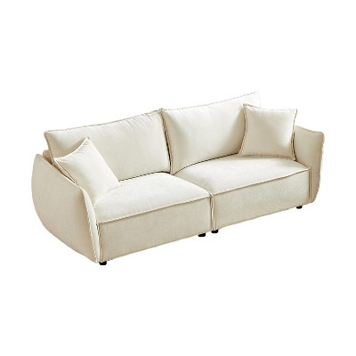 NicBex 88 Inch Chenille Sofa,3-Seat Couch with 2 Pillows for Living Room,Bedroom,Office,Apartment,Beige