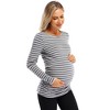 Clearlove Womens Maternity Shirt Fall Long Sleeve Crew Neck T-Shirts Pregnancy Clothes Side Ruched Tunic Tops - 4 of 4