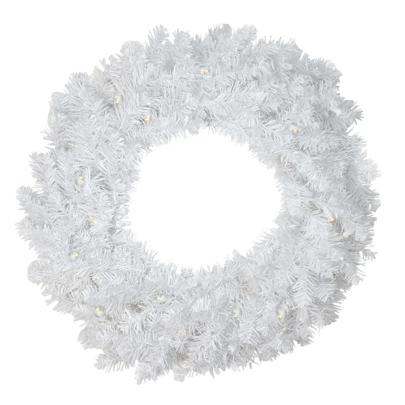 Northlight 24" Prelit LED White Artificial Christmas Wreath - Clear Lights, 1 of 5