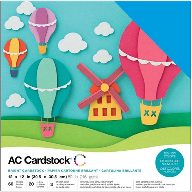 American Crafts Variety Cardstock Pack 12"X12" 60/Pkg-Brights, 1 of 3