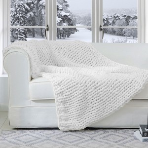 Cheer Collection Chunky Cable Knit Throw Blanket - 50" x 60" - 1 of 4