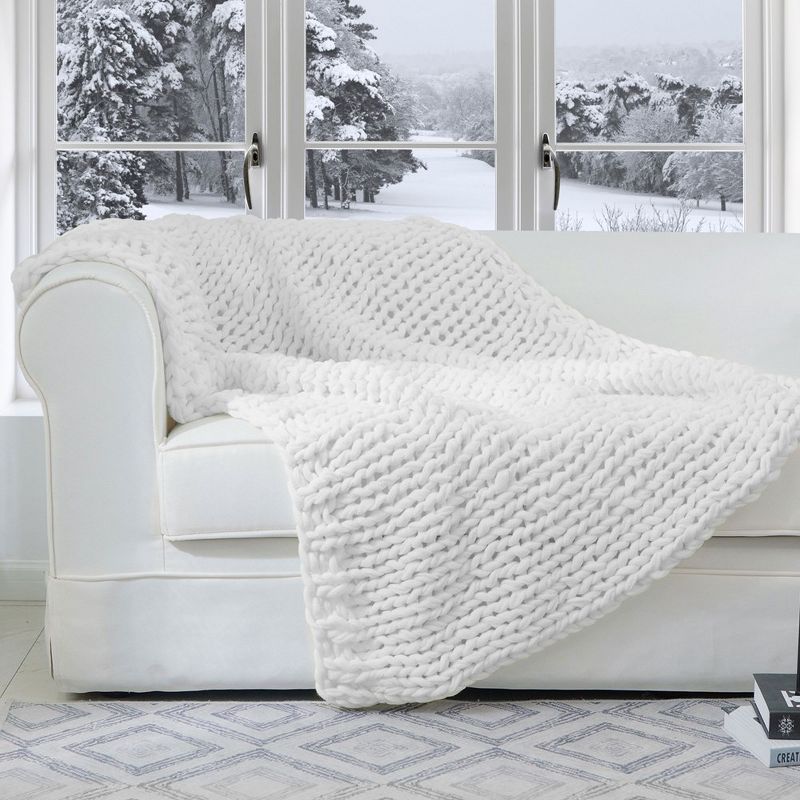 Cheer Collection Chunky Cable Knit Throw Blanket - 50" x 60", 1 of 12