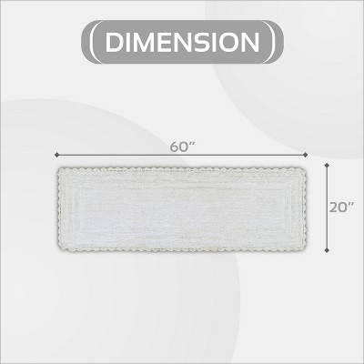 White Cotton Crochet Tufted Reversible Bath Rug Runner 20" x 60"