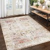 Runner Rug Kitchen Hallway Entryway – Vintage Floral Oriental Design Non-Slip Stain Resistant Low Pile Floor Covering - 2 of 4