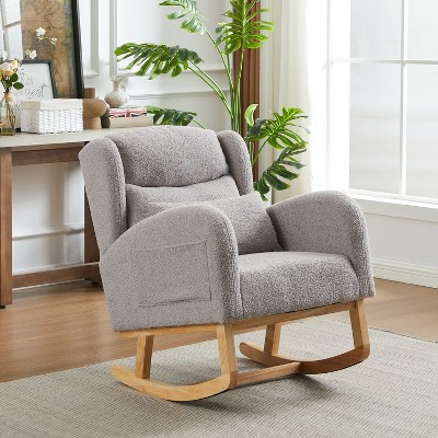 VYNXARIA 27.2"W Modern Accent High Backrest Living Room Lounge Arm Rocking Chair, Two Side Pocket,gray