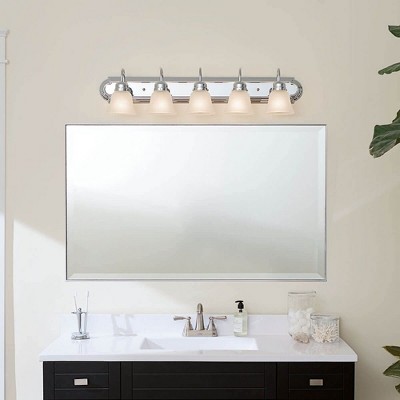 Distressed Bronze 36" Classic Vanity Light with Satin Etched Glass