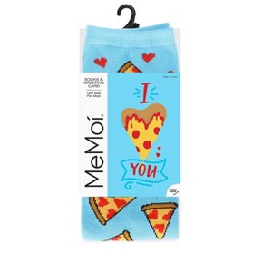Memoi U Gotta Pizza My Heart Greeting Card Socks Blue Grotto One Size - 1 of 4