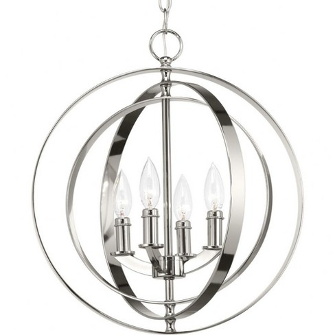 Progress Lighting Equinox 4-Light Foyer Pendant, Polished Nickel, Oval, Steel, Interlocking Rings, Canopy Included - image 1 of 4