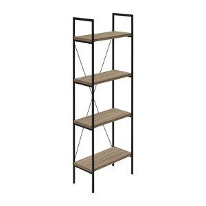 SEVOBAL Decorative Bookshelf Display Shelf Modern Four Tier Bookcase with Sleek Shelving for Living Room, taupe, 23.75"*12"*48" - 1 of 4