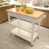 MaseiKar Kitchen Island Cart with drawers, cabinets, wine racks, partitions, towel racks, White-Beech - 2 of 4