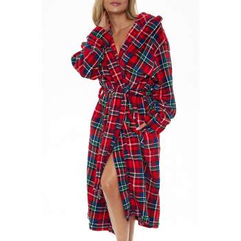 Women's Soft Fleece Robe with Hood, Warm Lightweight Bathrobe