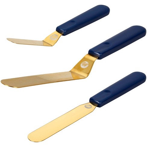 Wilton 3pc Icing Spatula Set Navy Blue/gold : Target