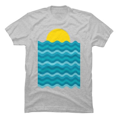 Men's Design By Humans Sunset Waves By clingcling T-Shirt