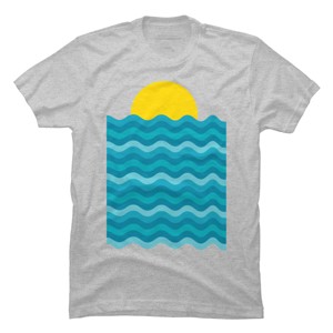Men's Design By Humans Sunset Waves By clingcling T-Shirt - 1 of 4