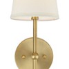 Possini Euro Design Modern Wall Lamp Warm Brass Hardwired 21" High Fixture Cream Linen Shade Bedroom Reading Living Room Hallway - 3 of 4