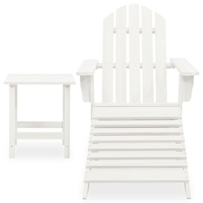 White Fir Wood Adirondack Chair Set with Ottoman and Table