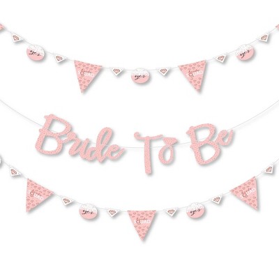 Big Dot of Happiness Bride Squad - Rose Gold Bridal Shower or Bachelorette Party Letter Banner Decor - 36 Banner Cutouts & Bride to Be Banner Letters