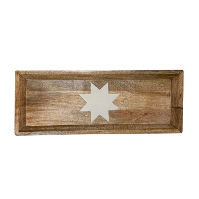 Barn Quilt Tray Wood & White Resin by Foreside Home & Garden