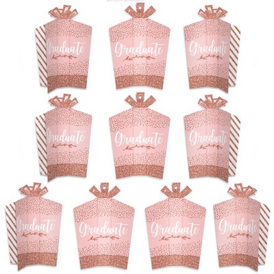 Big Dot of Happiness Rose Gold Grad - Table Decorations -  Graduation Party Fold and Flare Centerpieces - 10 Count