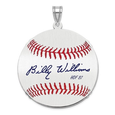 Black Bow Jewelry Sterling Silver Billy Williams Signature LG Enamel Baseball Pendant