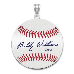 Black Bow Jewelry Sterling Silver Billy Williams Signature LG Enamel Baseball Pendant - 1 of 4