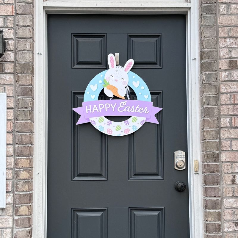 Big Dot of Happiness Spring Easter Bunny - Outdoor Happy Easter Party Decor - Front Door Wreath, 2 of 9