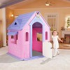 Kids Cottage Playhouse with Door, Mail Slot & Games– Indoor/Outdoor Pretend Playhouse for Toddlers and Young Children，purpole - 3 of 4