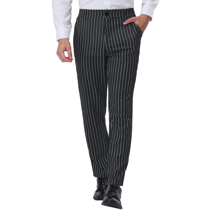 Lars Amadeus Men's Striped Straight Fit Color Block Office Work Suit Trousers, 1 of 7