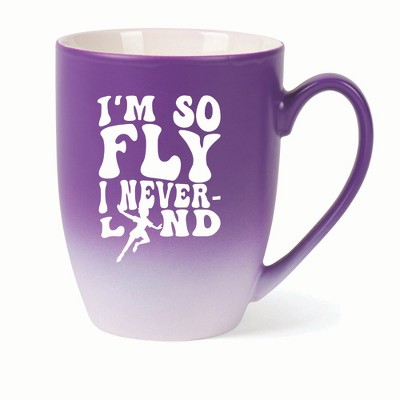 Elanze Designs I'm So Fly I Neverland Two Toned Ombre Matte 10 ounce New Bone China Coffee Tea Cup Mug, Purple and White