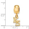 Black Bow Jewelry 14k Yellow Gold Plated Sterling Silver Kansas State Wildcats NCAA Bead Charm - 2 of 3